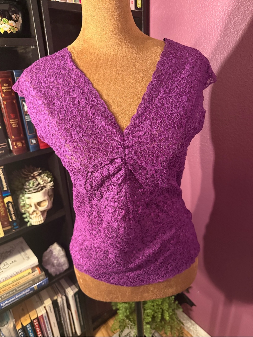 Purple Lace V-Neck Women's Top